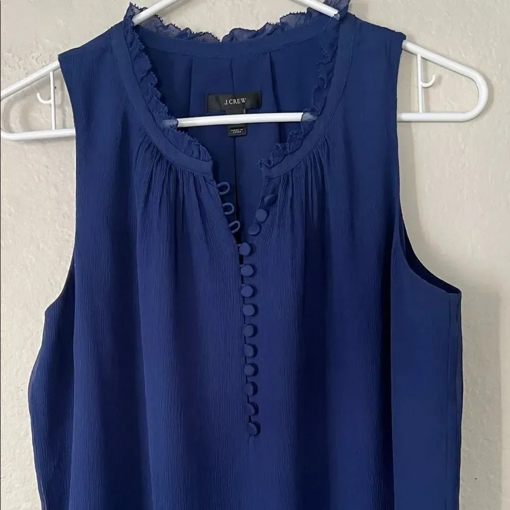 Like New! J. Crew 100% Silk Navy Sleeveless Blouse in Size 6